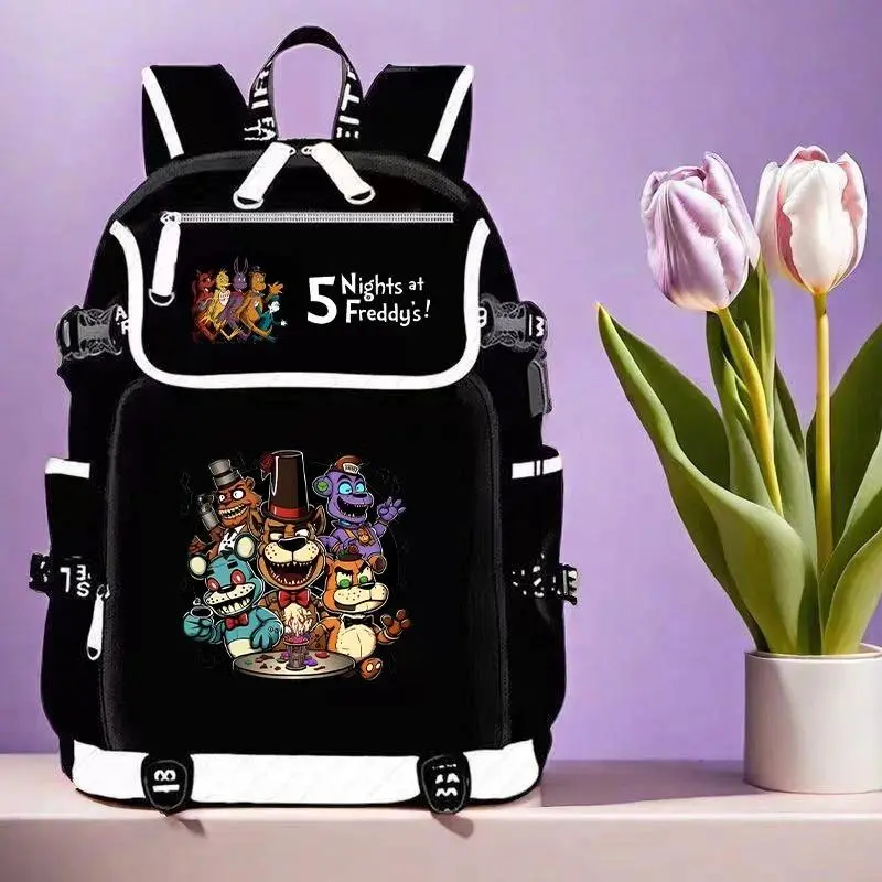 5 Nights At Freddy's Synthetic Waterproof Cartoon Print Backpack, Boys' Fashion Schoolbag for Students, Back to School Gifts