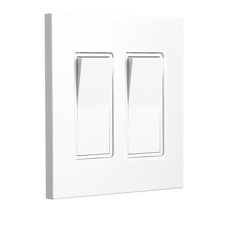 VEVOR Rocker Light Switch Wall Plates, 2-Gang Decorative Outlet Covers,Standard Size 4.57in L x 4.53in H Unbreakable Polycarbonate Thermoplastic Faceplate for Receptacle Outlet&Switch(5 Pack, White)