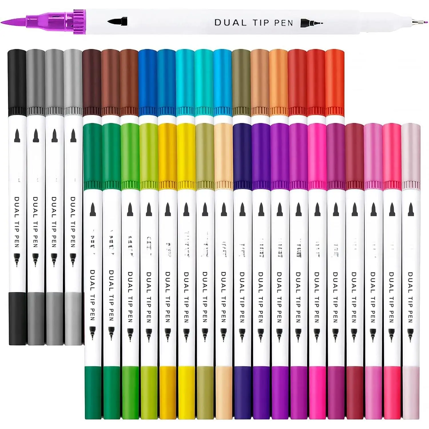 36 -Tip Brush Pens for Adult Coloring Books –  Art Markers With Brush + Fine Precision Tips for Calligraphy, Planners, Journaling, Note Taking &