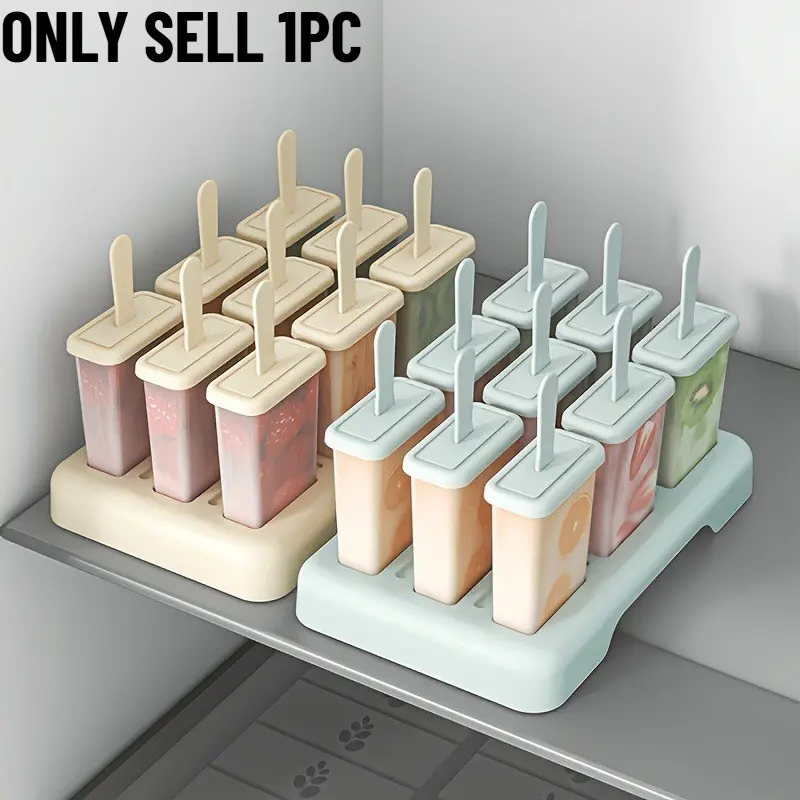 1‑Piece 9‑Cavity Popsicle Mold, Summer Homemade DIY Ice Cream Popsicle Maker, Reusable Freezer Ice Cube Tray, Multi‑purpose Ice Pop Making Tool, Easy‑to‑Use Kitchenware Kitchen Gadget for Household Homemade Frozen Treats