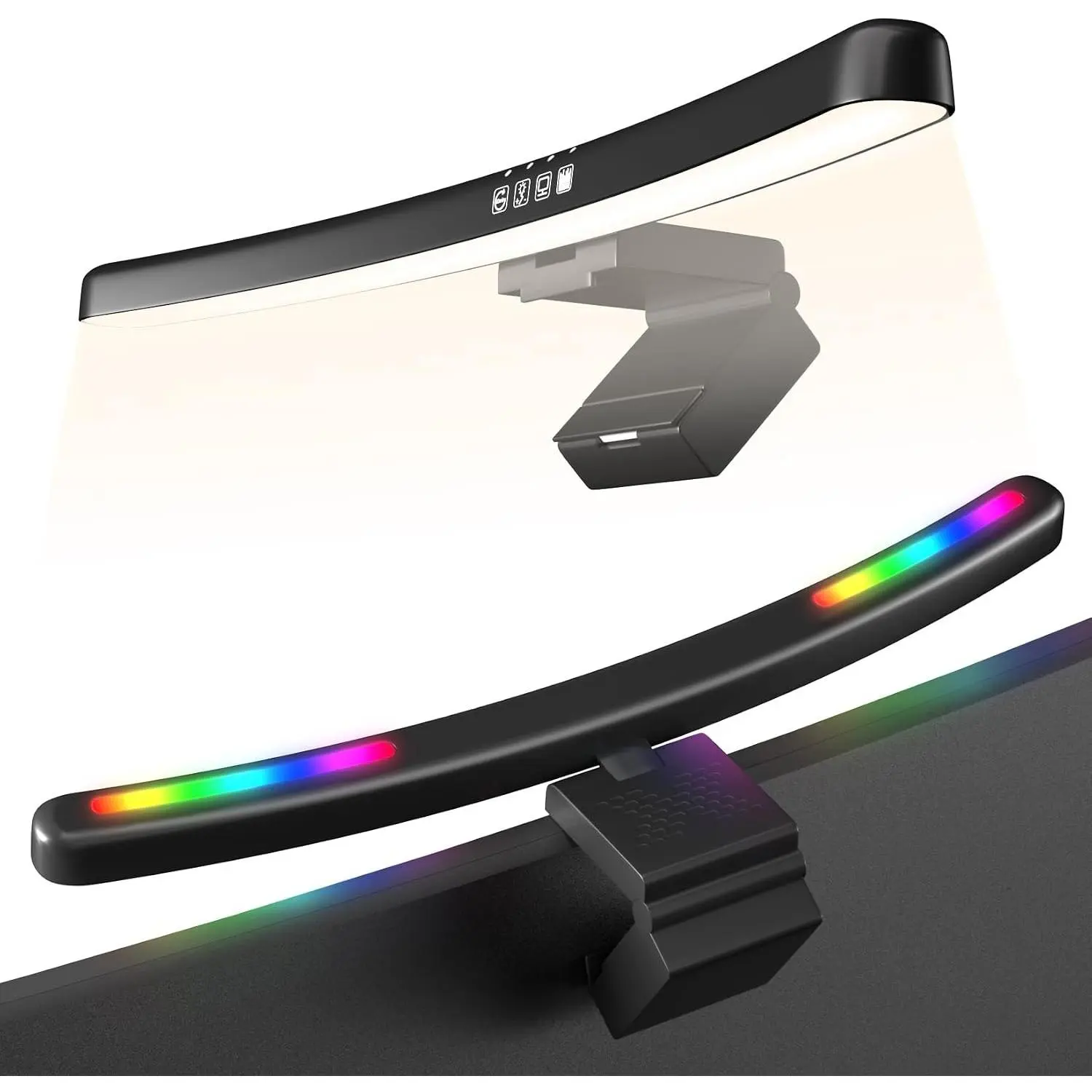 Monitor Light Bar Curved, RGB Backlight, Computer Screen Lamp | Eye Care Dual Light Mode with Touch Control Timed, Gaming Accessory, Radius of Curvature 1500 mm