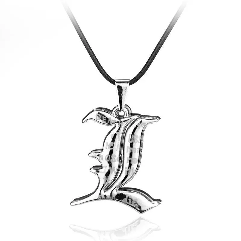 Anime Death Note Letter Keychain Classic Skull Pendant Leather Chain Necklaces Cosplay Jewelry Gift for Women Men Accessory ﻿