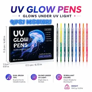 18-color fluorescent drawing pens, signature art graffiti makeup pens, erasable glow-in-the-dark pens, create a festive party atmosphere, drawing supplies, colored glow-in-the-dark pens, human face painting pens, creative drawing fluorescent markers.