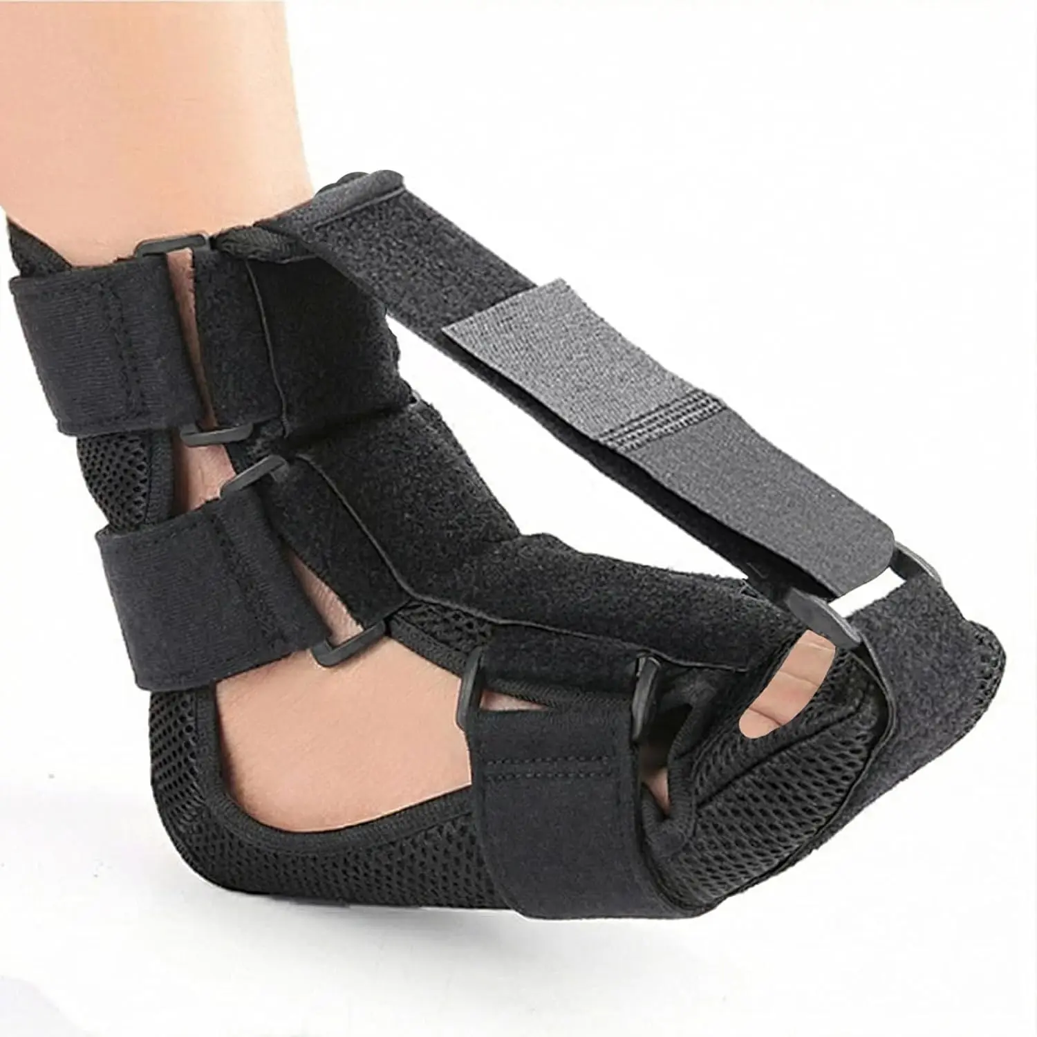 OUTDOOR 1Pcs Plantar Fasciitis Night Splint Sock Soft Plantar Fascia Brace For Sleeping Achilles Tendonitis Foot Drop Heel Pain supportive Ankle Compression Cuff Orthopedic Toe Straightener Black Medical Accessories Healthcare
