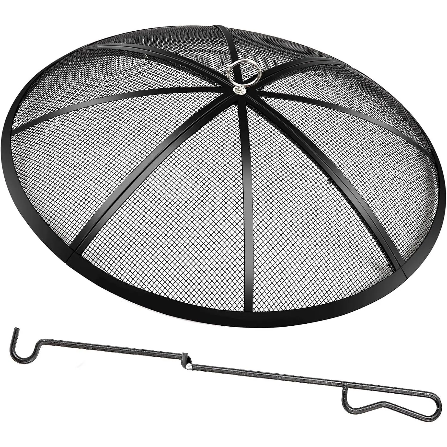 Fire Pit Spark Screen, 36 Inch Diameter Fire Pit Screen with Handle & ,Heavy Duty Metal Mesh Fire Pit Screen,Fire Pit Lid for Outdoor/Beach/RV Camping/Backyard