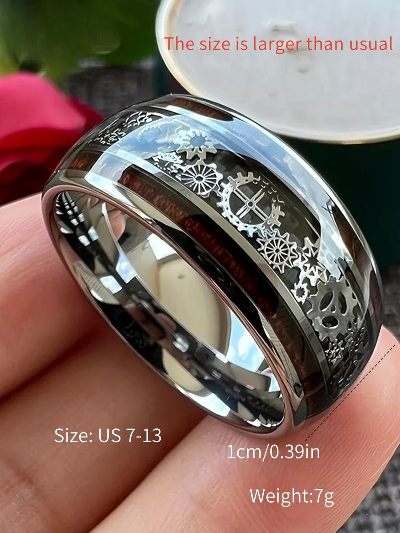 Two retro punk-style gear design rings, rotating openwork rings, unisex stainless steel rings, fashionable party accessories, everyday wear decorations, trendy birthday gifts, and witch-themed jewelry.