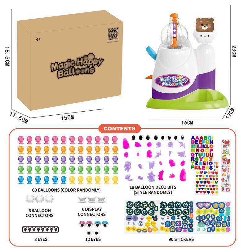 DIY Animal Balloon Maker Craft Kit for Kids | 60 Balloons, 134 Accessories | Magic Sticker Balloon Set, Build Multiple 3D Models | Valentines Day, Birthday & Party Gift for Boys and Girls