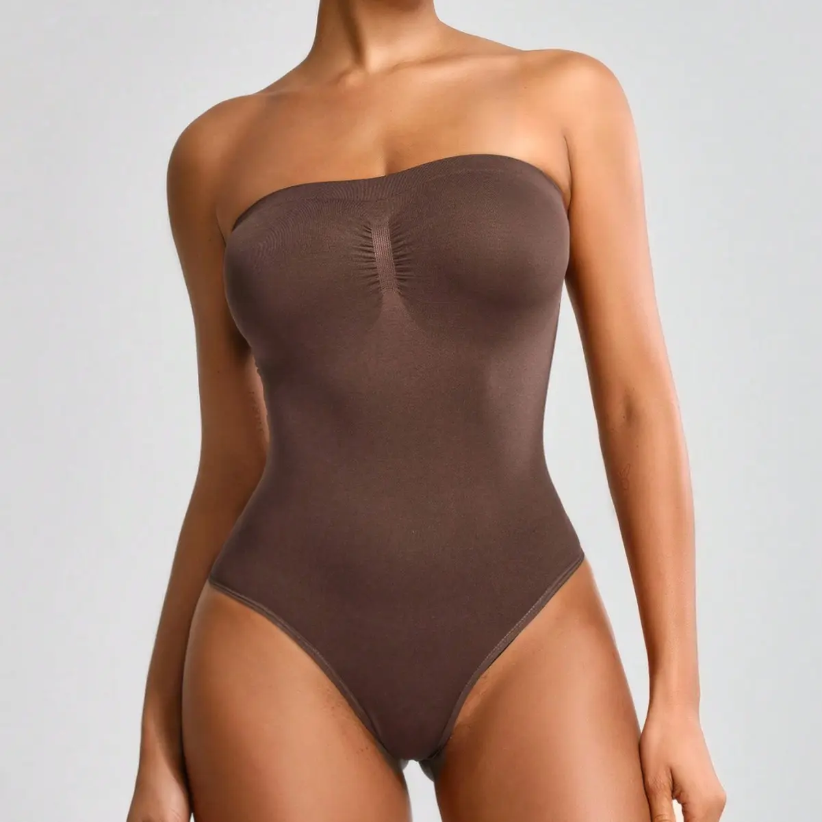 Women's Seamless Strapless Bodysuit, Tummy Control Waist Shaper Butt Lifter Shapewear, Triangle One Piece Slimming Underwear Bandeau Jumpsuit for Party Dress
