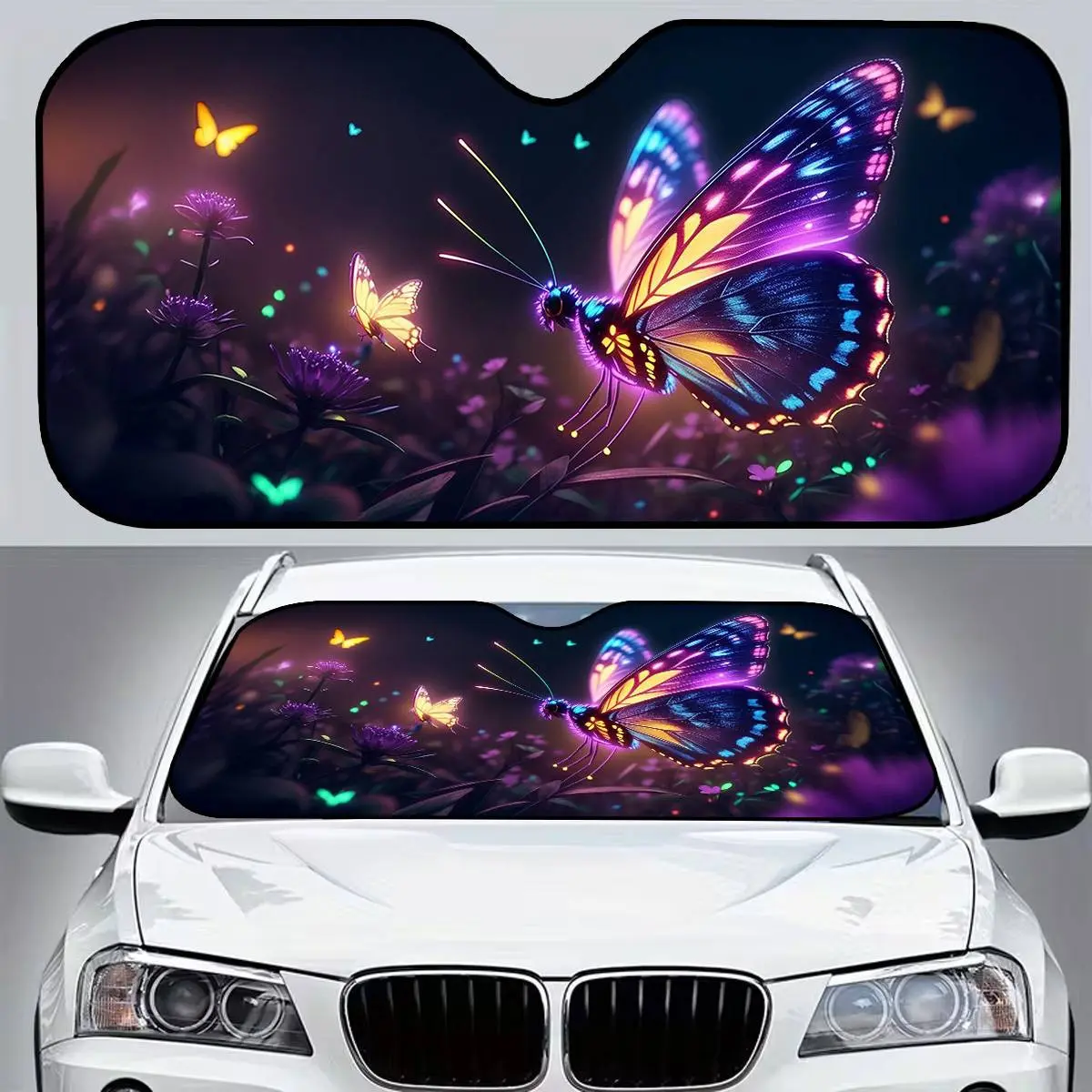 Butterfly Pattern Car Sun Shade Windshield UV Protection Heat Blocking Sun Visor Universal Fit for Hatchback Truck Suv Mpv, Durable and Versatile Car Window Shade, Car Sunshade