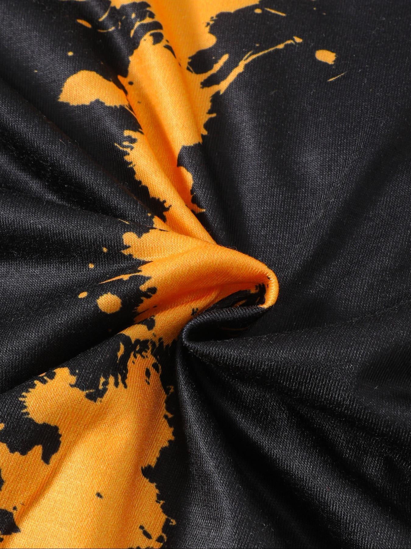 Boys' Tie-Dye Sweatshirt Set with Mama's Boy Print, Long Pants, Casual Fitted Style, Comfortable Spring & Fall, Sweatpants