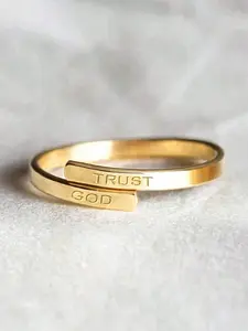 ✨ Unisex men's and women's adjustable "TRUST&GOOD" carved ring exquisite gold stackable strap | Fashion minimalist jewelry