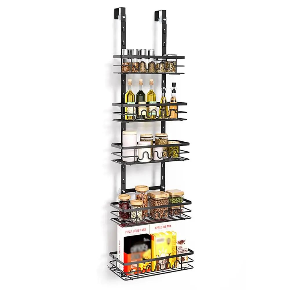 Heavy-Duty Over the Door Organizer Rack for Bathroom and Kitchen - 4-Tier Metal Storage Shelf - Multi-Layer Wall Mounted Design - Cabinet & Behind Door Use