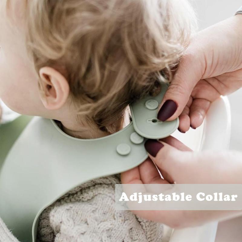 Baby Silicone Feeding Set, 5 Counts/set Including Bib, Bowl, Plate, Spoon & Fork, Baby Dinnerware Set, Baby Tableware Set, Mold Bowl, Silicone Utensils Set