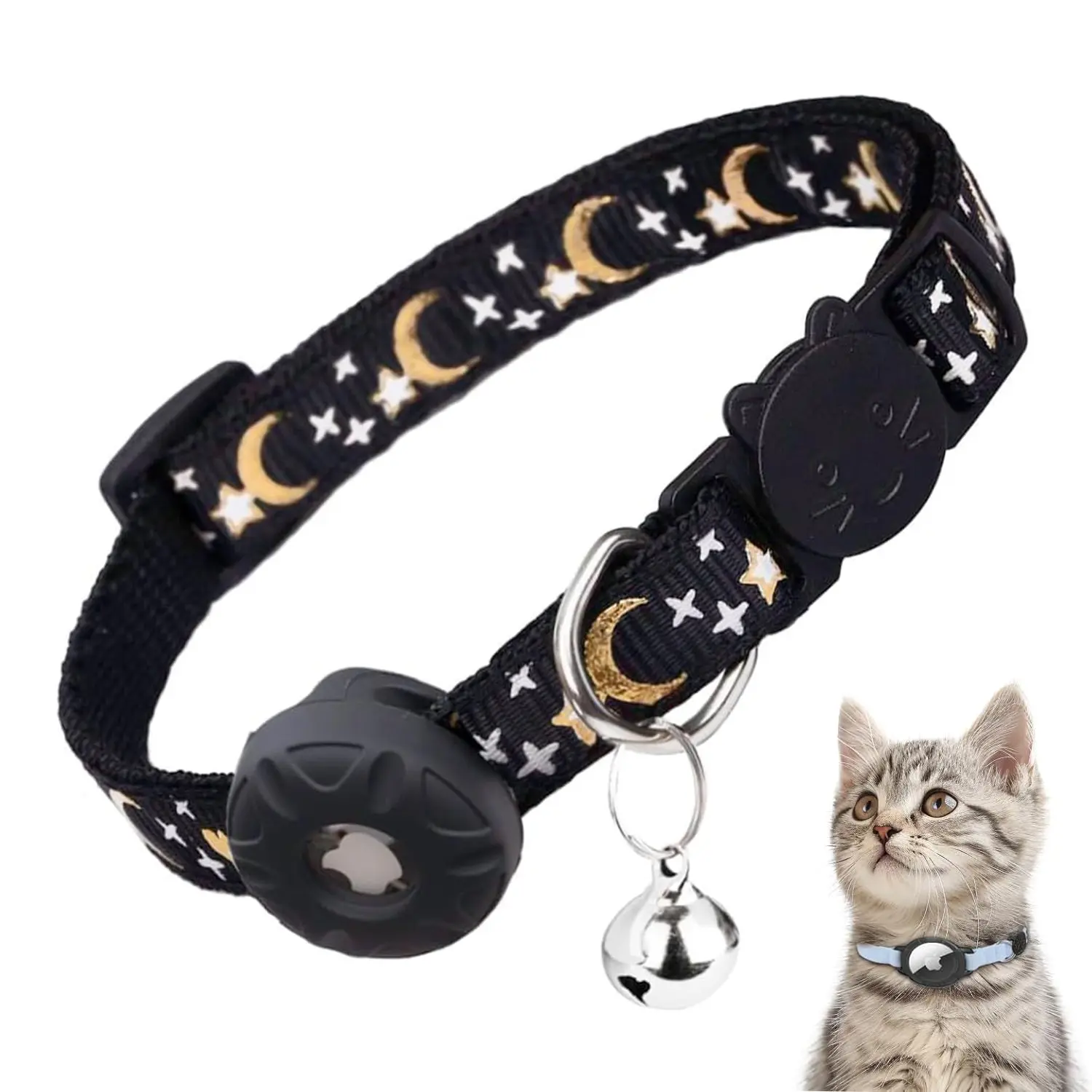 forAirtag Cat Collar Protector, Anti-Loss Design with Bell, Auditory Alerts, Safety Buckle, Compatible with Apple Airtag First and Second Generation, Cute Cat Collar for Kids