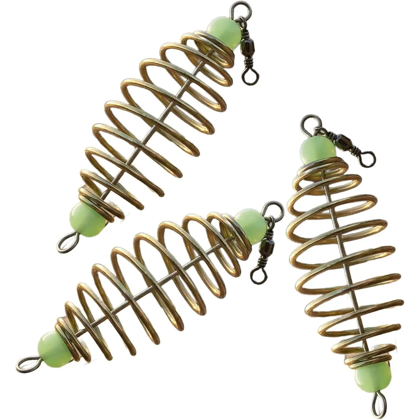25 count Stainless Steel Fishing  Spring Feeder with Luminous Beads & Swivel, 8cm 6.1g, Secure  Holder for Long Casting &  Atomization