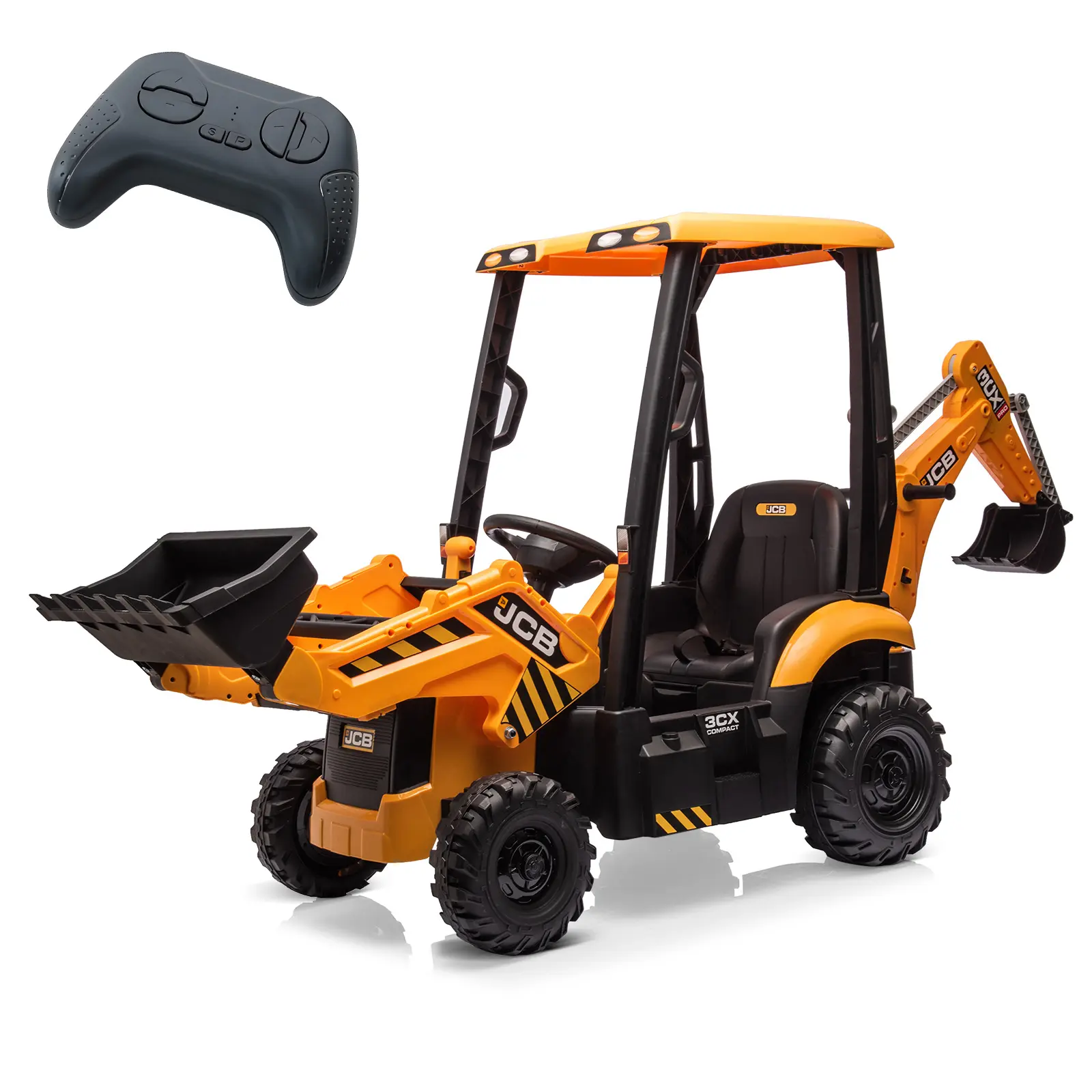 12V Ride on Excavator & Bulldozer with Remote Control,Ride on Construction Vehicle Toy with Front Loader, Adjustable Seat