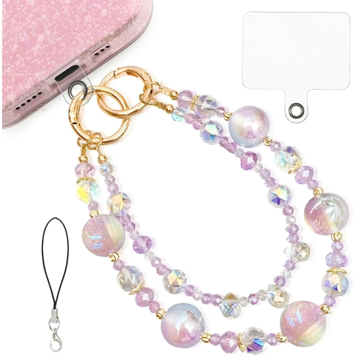 Double Layer  Phone Charm - Phone Beaded Wrist Strap Charms for Cellphone Camera  Pendant Accessory