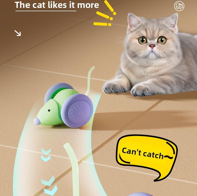 Pet toy - Self-amusement device to relieve boredom for cats.Electric mouse, intelligent running vehicle.Cat and mouse toy "Mimi"