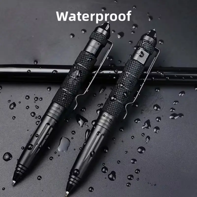 Double-pack tactical pen, including 8 black refills, self-provided window breaker, multifunctional survival tactical pen, a gift from man/father/husband/him.