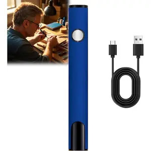 2025 Rechargeable Digital Thread Burner Kit Thread Zapper Burning Pen for Beading Leather Craft Sewing Weaving Stringing Molten Wax Carving Wooden Board Hot Stamping Blue