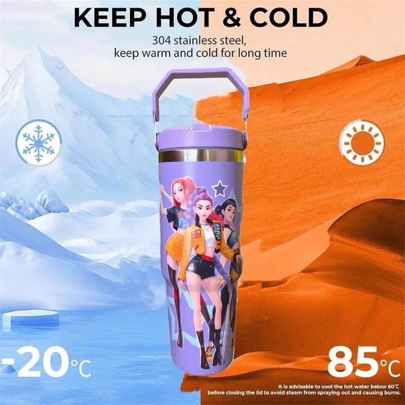 New 30oz Ice King Cup 304 Stainless Steel Handheld Car Cup Leakproof Insulated Tumbler Vacuum Insulated Straw Hunter Women Group Thermos Winter Summer Use with Straw