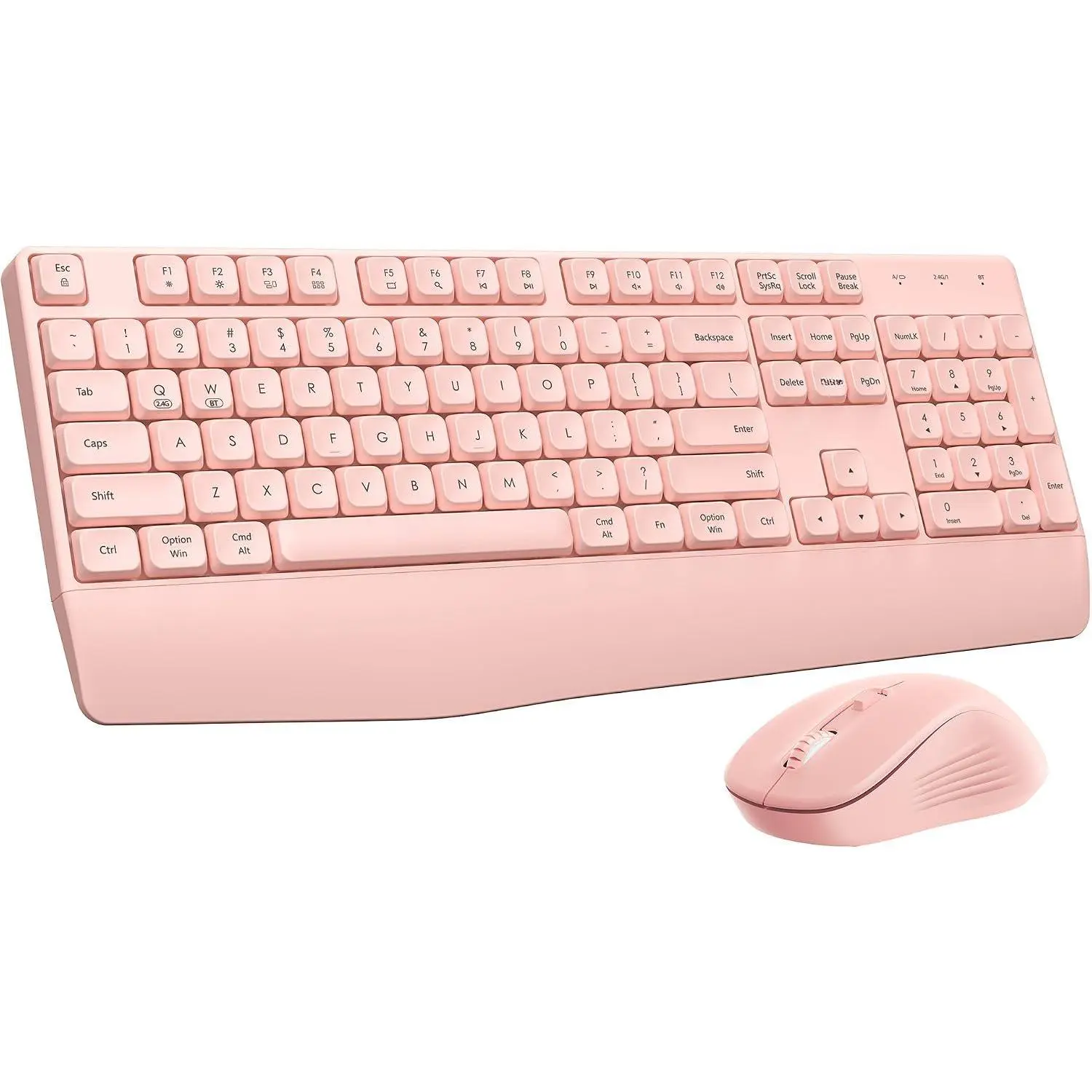 Full-Size Keyboard Combo with 2.4G USB, Multi-Switch, Wrist Rest, Number Pad, Quiet Click for PC, Laptop