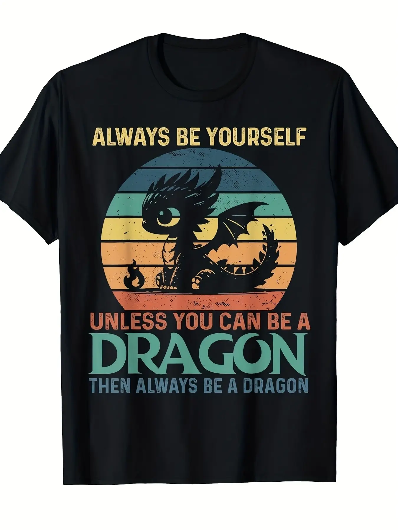 Men's Vintage Dragon Print T-Shirt, Casual Short Sleeve Round Neck, Comfortable Loose Fit, Perfect for Parties and Theme Events
