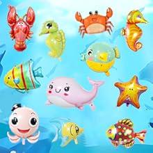 SICANDAENHK Dive into fun with 15pcs ocean themed party decorations!Cute starfish, octopus, seahorse balloons & huge marine sea balloon - perfect for baby shark birthday parties🦈🐠