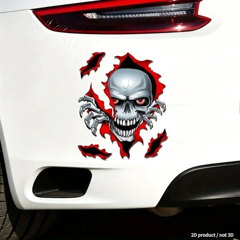 1pc 2D Skull Car Sticker, Reflective Waterproof Skull Decal, Adds Mystical Tear Effect to Your Car, Unique Vehicle Decoration