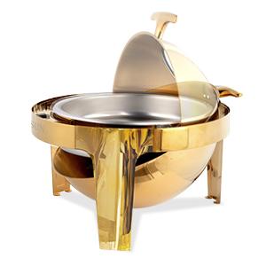ROVSUN 6 QT Round Chafing Dish Buffet Set, Roll Top NSF Stainless Steel Buffet Warmer Chafers and Buffet Warmers Sets with Thick Frame for Catering Events Parties Weddings Dinners,Gold SpringStatements