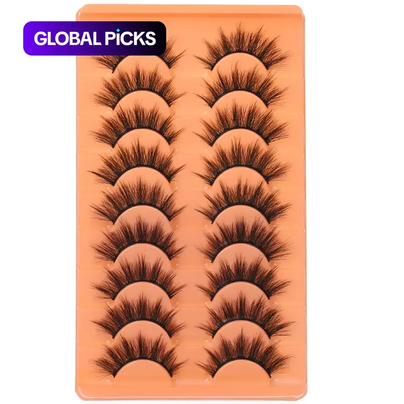 Natural False Eyelashes, Fake Lashes, 9 Pairs Cat-Eye Faux Strip Lashes, Volumized False Eyelashes for Women's and Girls' Eye Makeup, High-Quality Eyelashes #GLOBAL PICKS