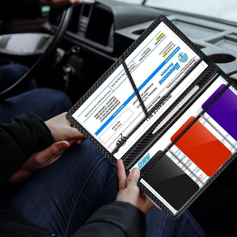 Car Registration & Insurance Card HolderMagnetic Closure Vehicle Organizer, CarEssential Document Wallet, forPokemon Cards Holder, Compact CarAccessories