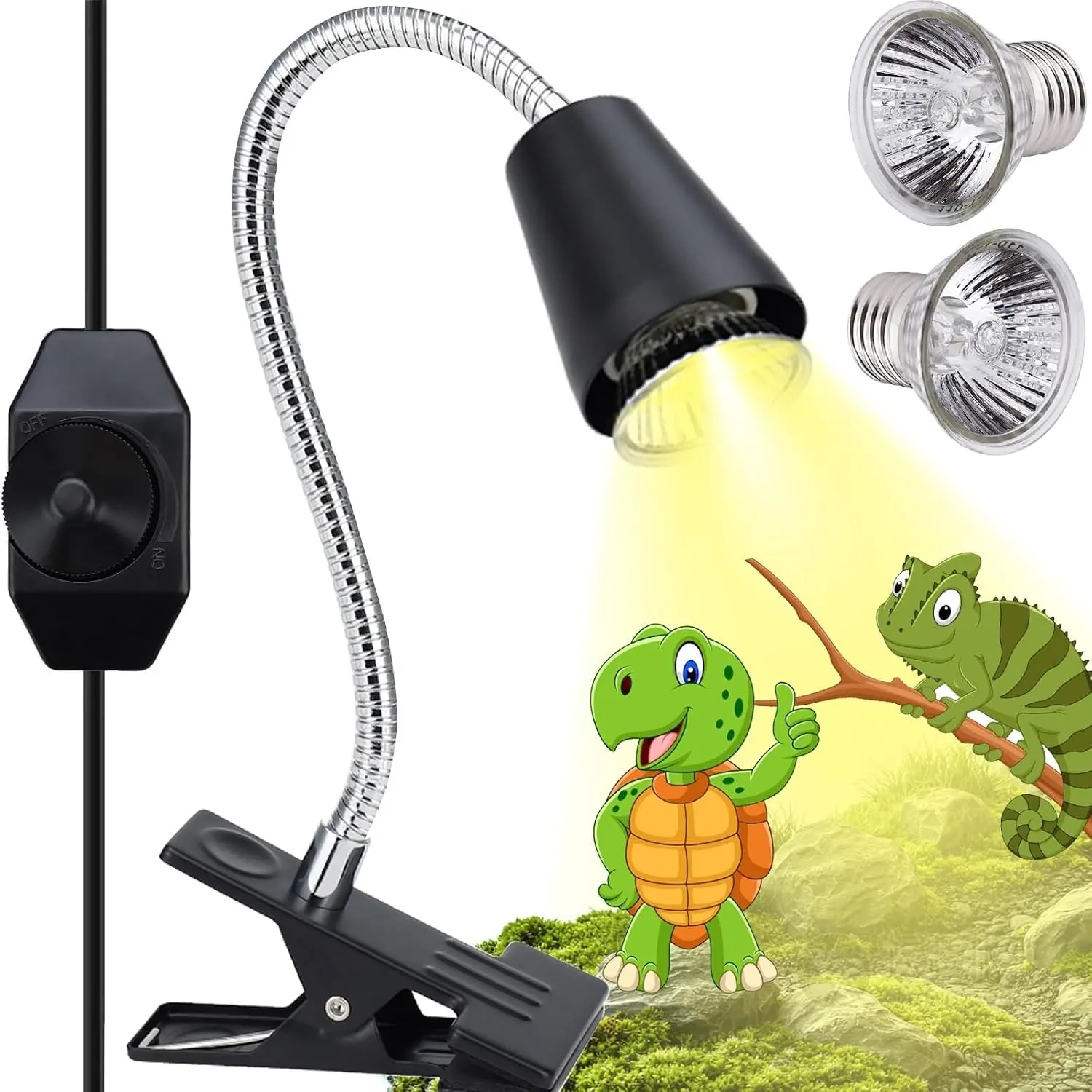 110V 2-Pack UVA/UVB Heat Lamp Bulbs, 360° Rotatable Heating Lamp for Aquarium Terrarium Turtles Lizards Snakes Aquatic Plants