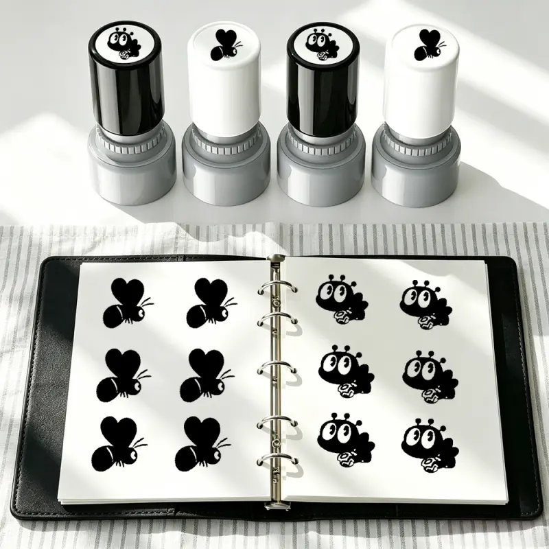 Bee self-inking stamp, heart-shaped bee and honey pot bee stamp, suitable for scrapbooking, journaling, card making, crafts, planner decoration and DIY art materials