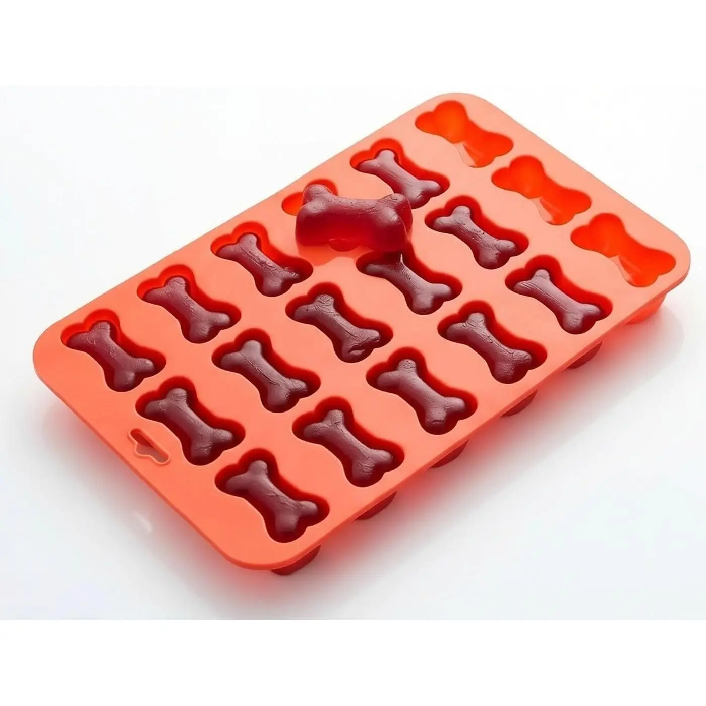 Mini Dog Bone Silicone Mold, 18-Cavity Orange Bone Shaped Mold for Homemade Dog Treats, Chocolate, Candy, Gummies, Fondant, Ice Cubes, Soap, Wax Melts and DIY Crafts