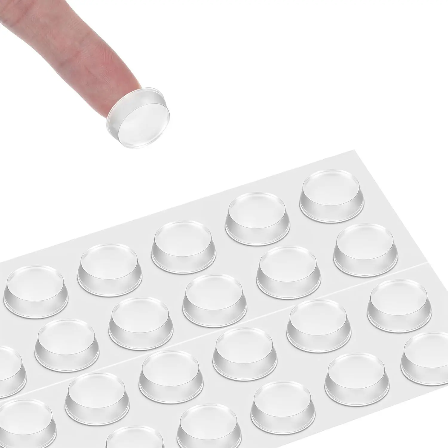 24 Pack 20mm x 5mm Clear Self-Adhesive Round Rubber Bumpers - Anti Slip Pads for Glass Table Tops, Drawers & CabinetsGift