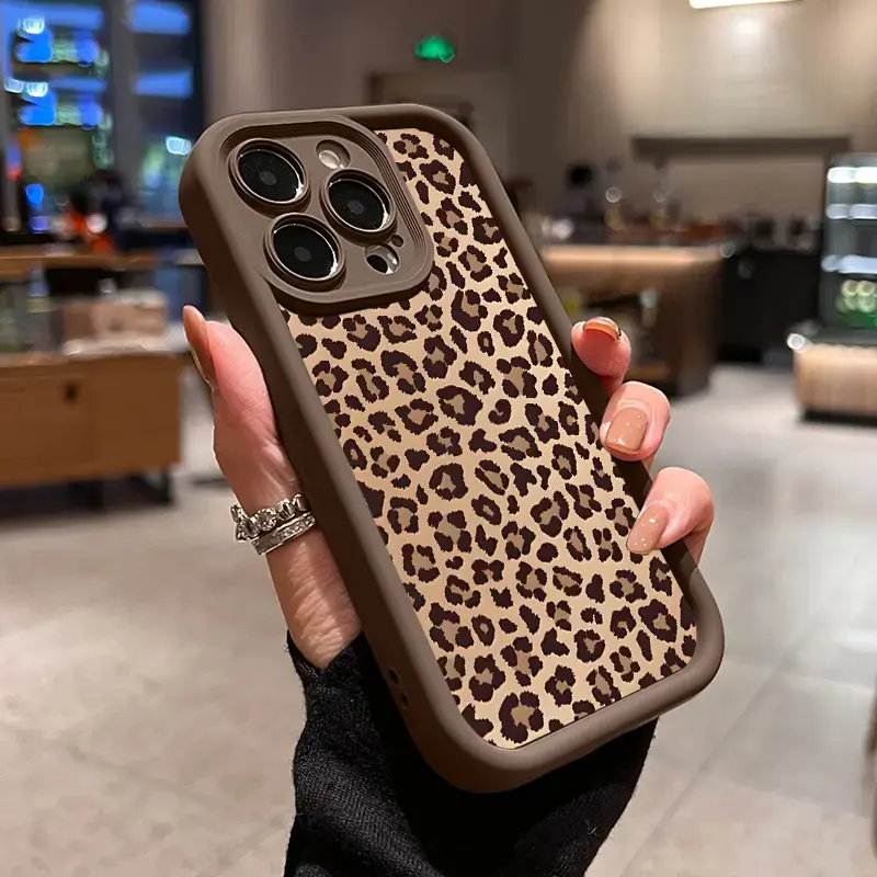 Leopard Print Pattern Case for iPhone 17 Pro Max 16 15 14 Plus 13 12 11 Air Plus Shockproof Drop Protection Rugged Durable Silicone Cover with Non-Slip Design Smartphone Accessories