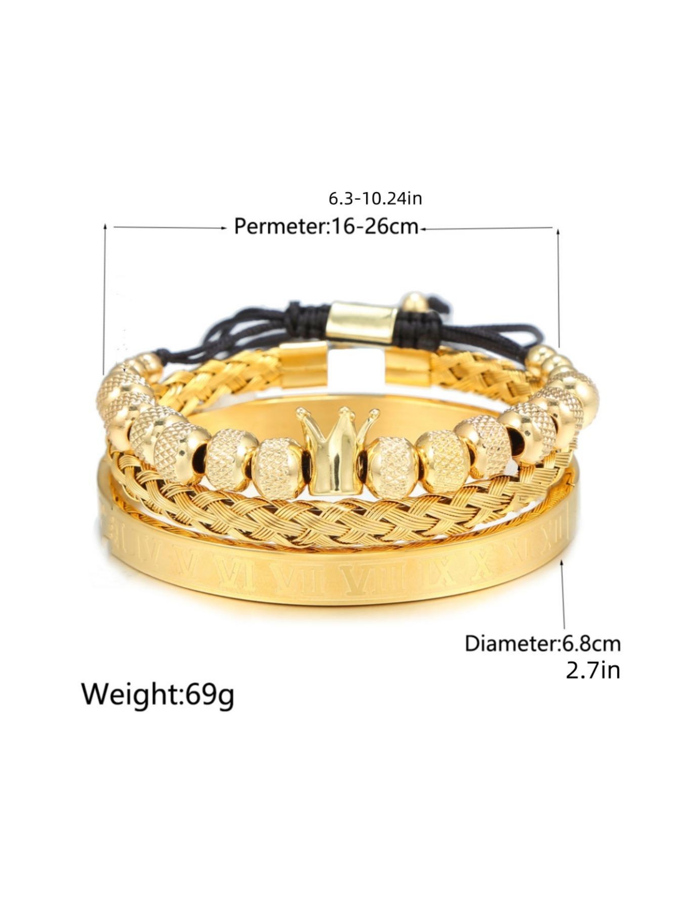 Men's Elegant Braided Bracelet, Fashionable Crown & Roman Numerals Decor Bracelet for Party, Daily Decor, Trendy All-match & Exquisite Jewelry for Birthday Gift, Jewellery