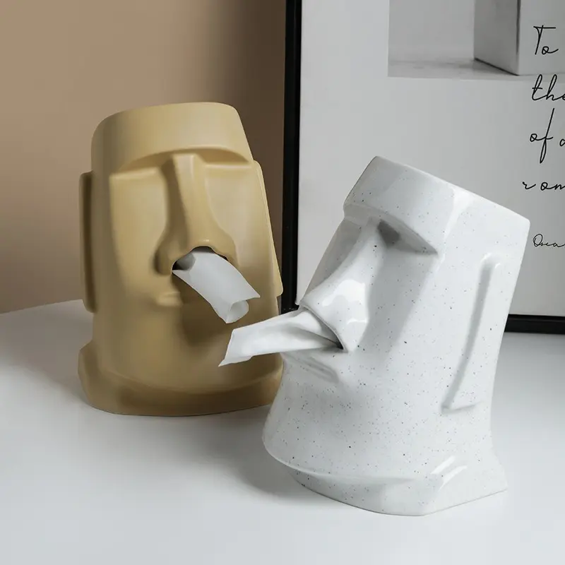 Beihome Retro Unique Designed Ceramic Tissue Box, High-Appearance Creative Living Room Tissue Holder Decorative Ornament