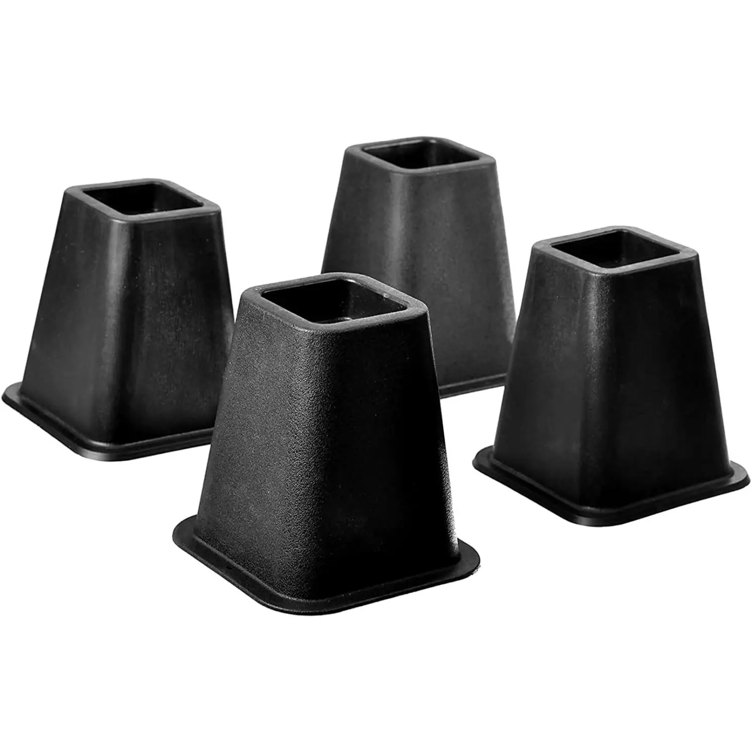 4-Pack Heavy Duty Stackable Furniture Bed Risers, 5-6 in Super Quality Black with Square Base for College Dorms, Beds, Sofas, Tables, Couches, Chairs, Stackable Storage Bins