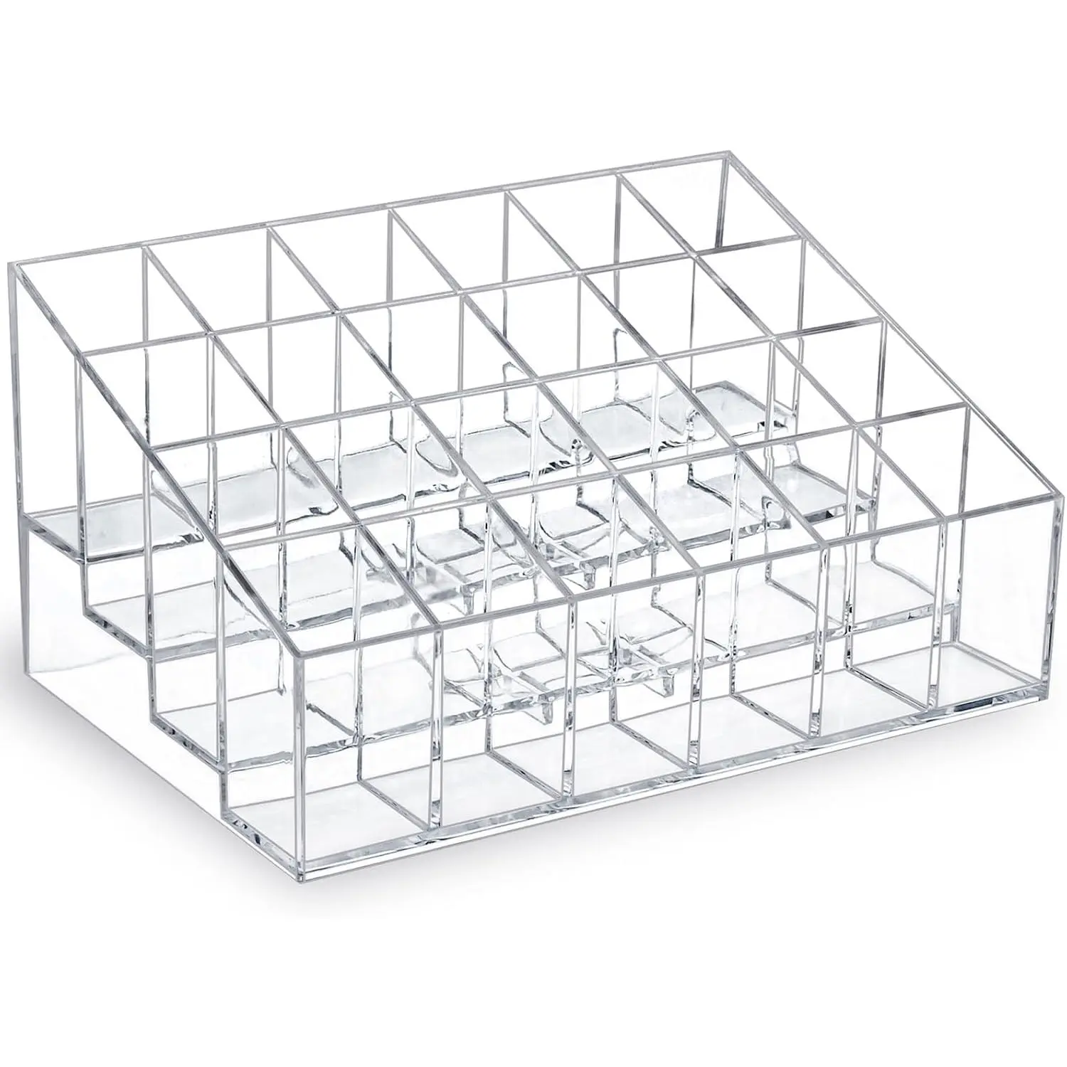 Lipstick Organizer, Clear Plastic Lip Gloss Holder with 24 Slots | Small  storage for balm, mascara, perfume samples, essential oil rollerball bottles, and slim beauty tubes