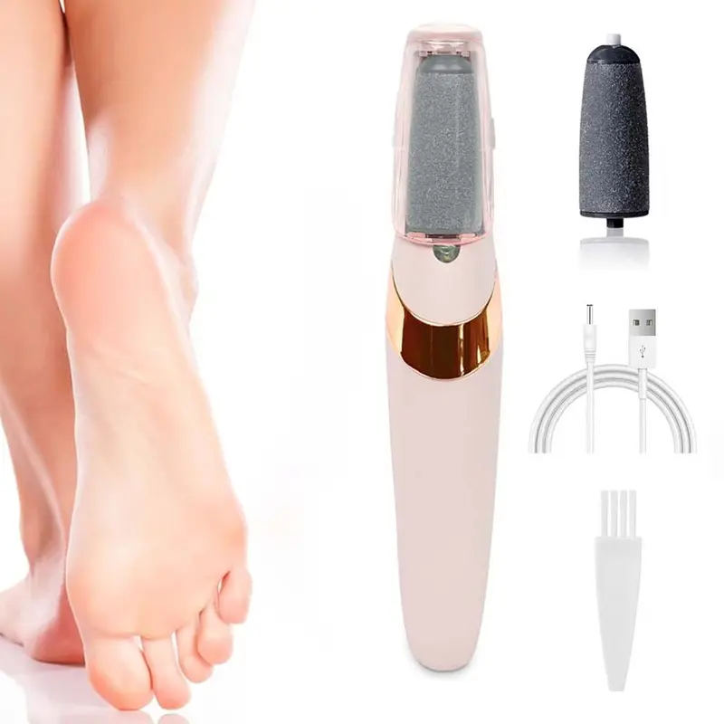Rechargeable Electric Foot File, 2-Speed Adjustable, Including 2 Replacement Heads (Coarse & Fine), Compact Pedicure Tool for Smooth & Soft Feet, Foot Callus Remover, Professional Foot Care Tool for Home & Travel Use, Rechargeable Pedicure Tools