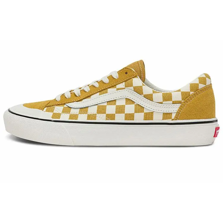 Vans Style 36 SF Low-Top Canvas and Leather Sneakers for Men and Women – Yellow and White Checkerboard, Lightweight and Durable Verifiable, with credentials and supporting global authentication