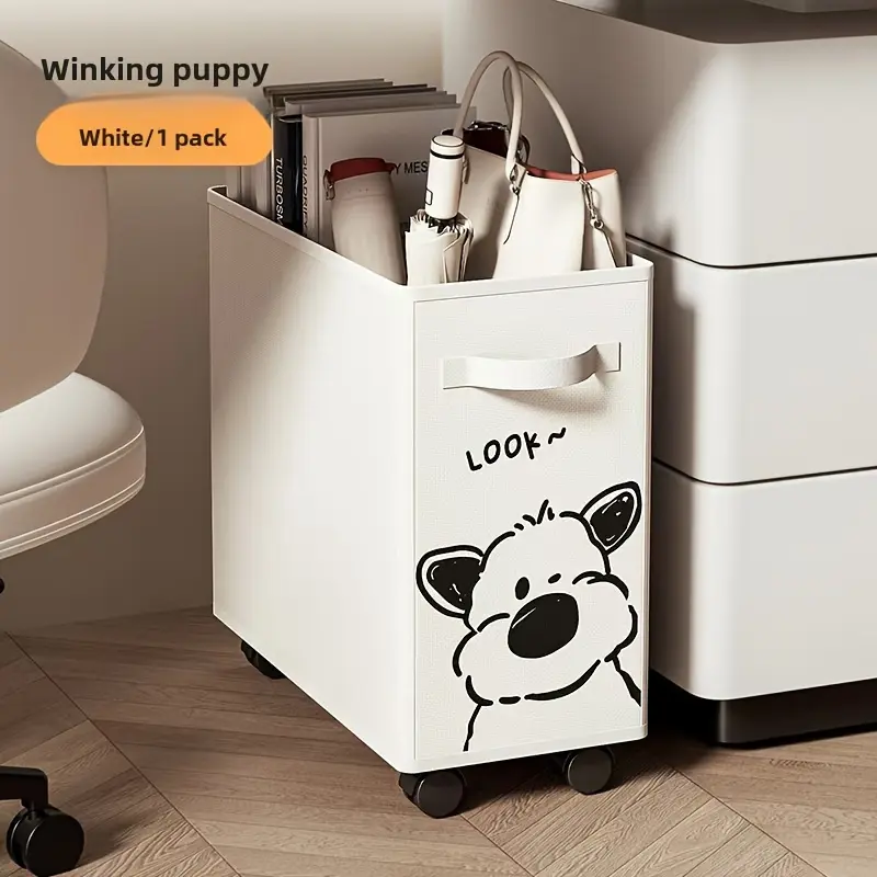 1 mobile storage cart with cute animal shape, detachable under-desk office supply organizer with wheels, crystal (PMMA) trolley