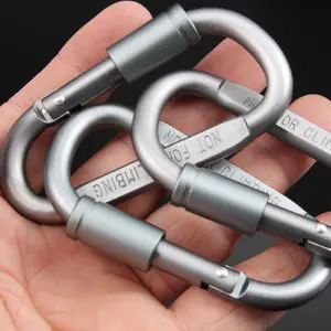 5Pcs 8cm Thickened D-Shaped Lock Carabiner, Aluminum Alloy Screw Lock Clip for Backpack