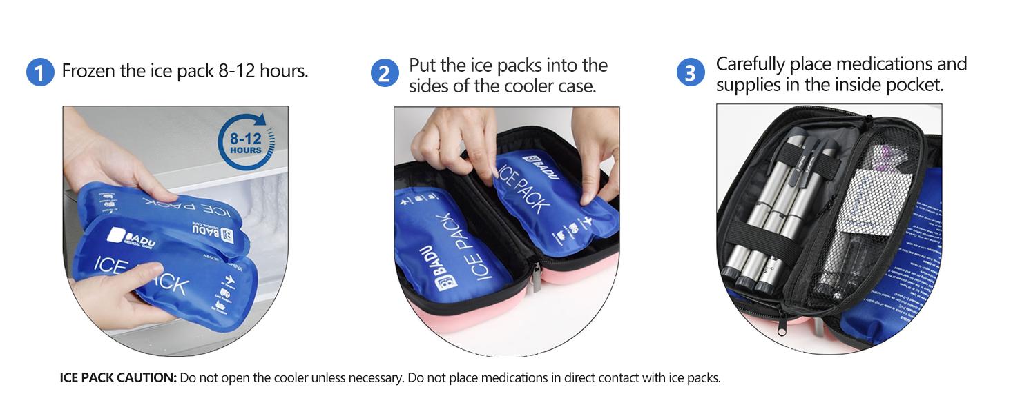 Insulin Cooler Travel Case TSA Approved Refrigerated Medicine Cooler for Travel w/Thermometer Temperature Diabetic Travel Case w/2 Reable Ice Packs for Daily Life Trip