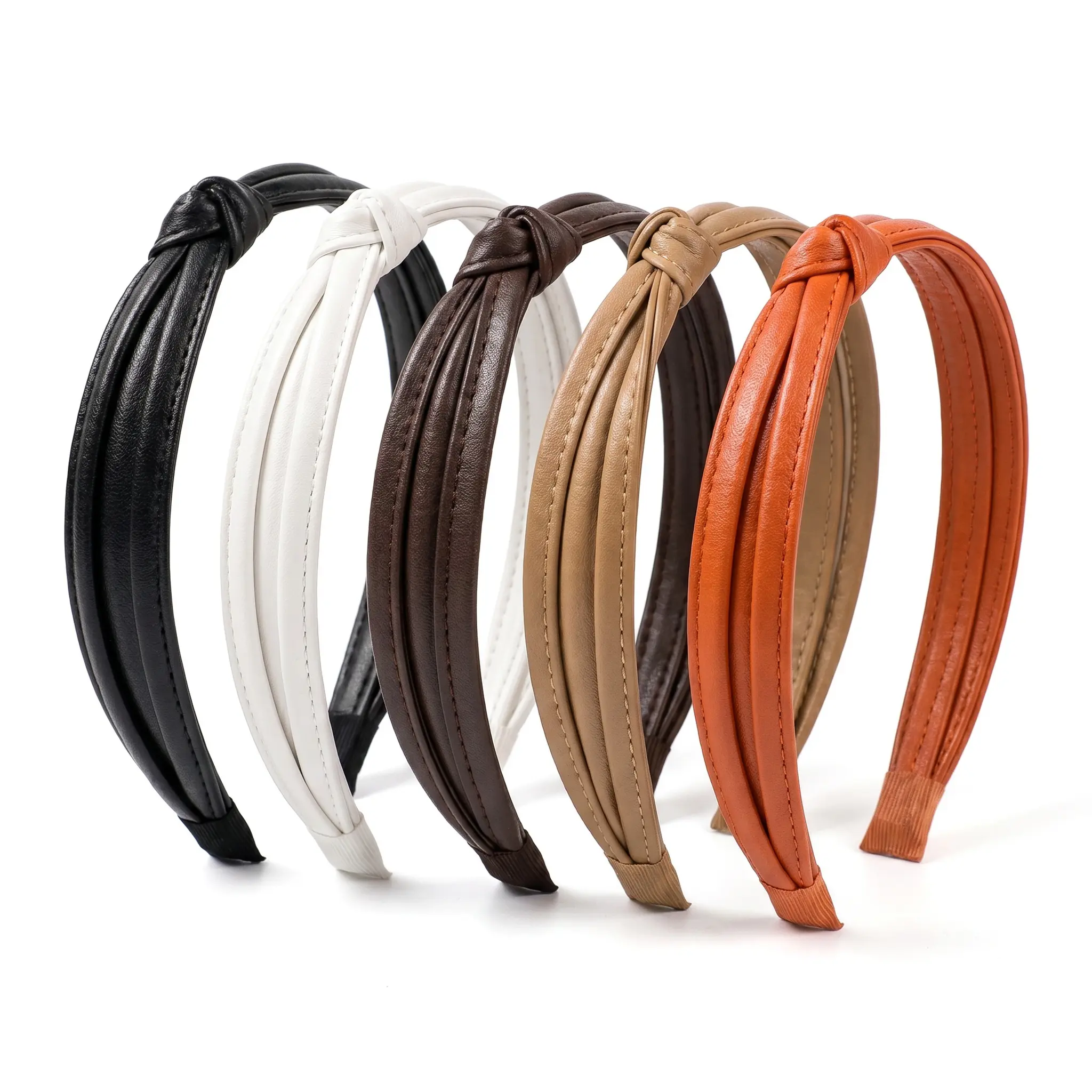 Leather Thin Headband For Women Cross Pressed Hair Clip Simple Trendy Knotted Hair Band Versatile Going Out Head Accessory