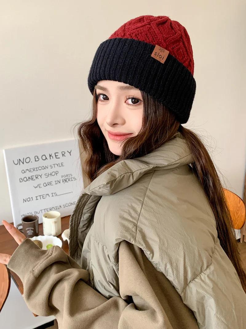 New Women Fashion Slouchy Winter Hats Various Wearing Method Reversible Beanie Hat Thick Knitted Hats