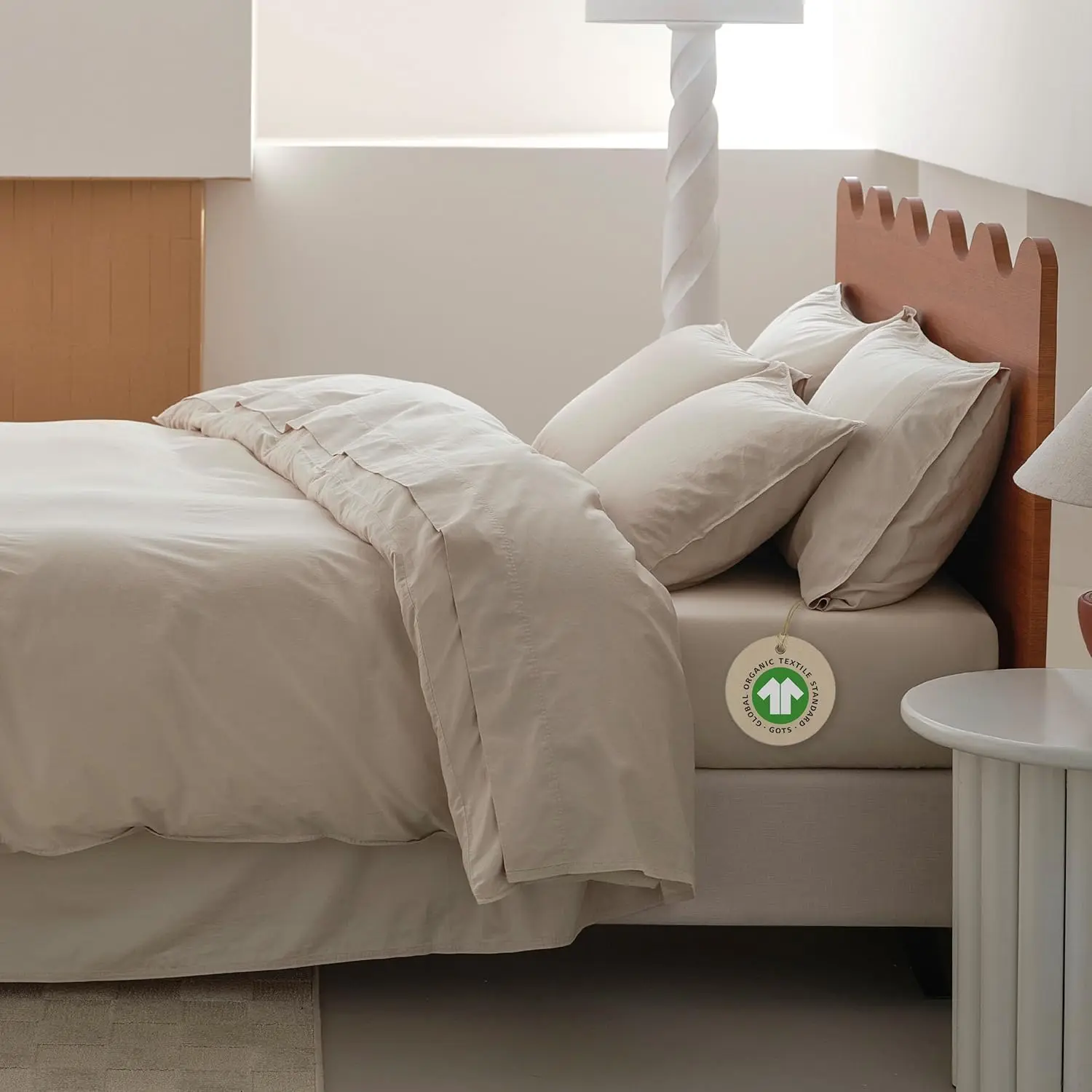 Sheets,  Size Sheets Set, GOTS Certified Long Staple  Bedsheets, Luxury & Soft Hotel Bed Sheets with 16 inches Deep Pocket,  India Linen