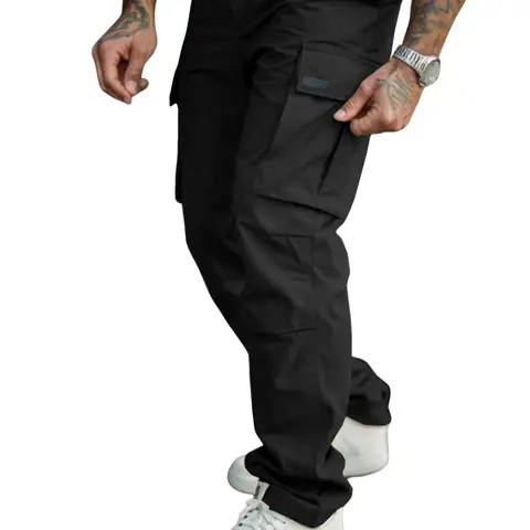 Men's Military Style Cargo Pants Trouser, Casual Pocket Pants, Aesthetic Loose Fit Multi-Pocket Design, Perfect for Outdoor Activities & Daily Wear